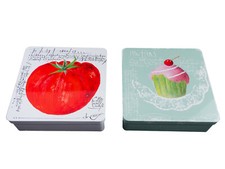 2 x STEWO Keksdose Metalldose TOMATE + CUPCAKE Blechdose Metallbox je 19x19x6 cm