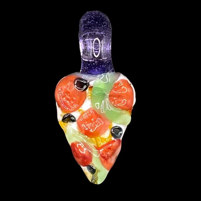 Pendentif en verre à pizza   tranche de pendentif en verre à pizza suprême