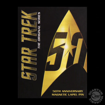 #ad Quantum Mechanix Star Trek 50th Anniversary Gold Magnetic Badge Pin Brand New $14.99