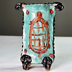 Clay Décor Vintage Modern Turtle Vase Footed Green Orange Art Simple Elegant 6"