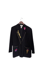 VTG Susan Graver Studio Jacket Blazer Large 14/16 Black Art To Wear 1980s, 1990s