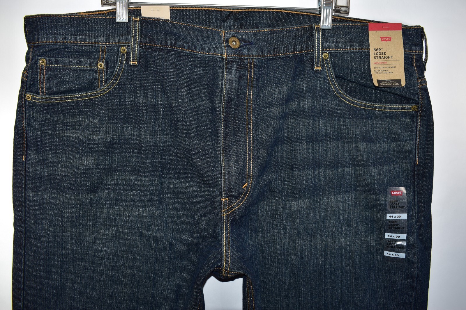 New Levi's 569 Loose Straight Blue Jeans Mens Size 44x30 thumbnail 5