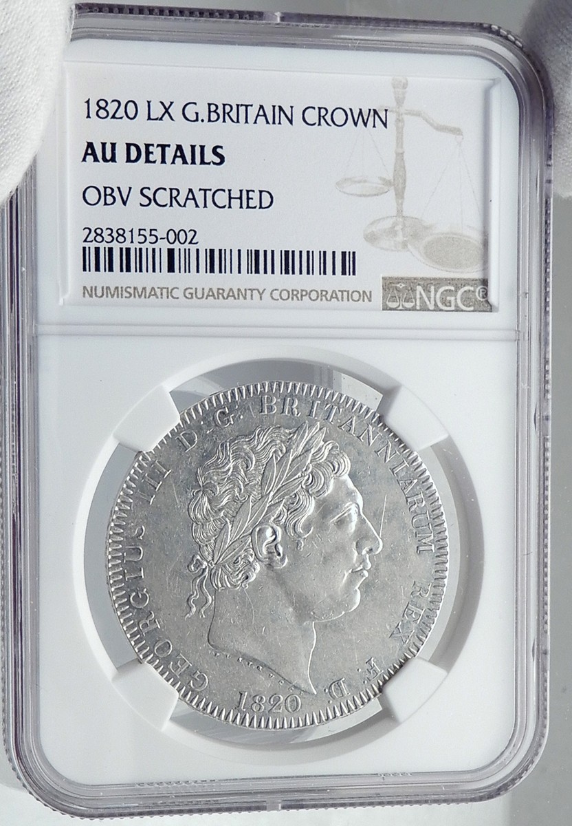 1820 GREAT BRITAIN UK King George III Antique Silver CROWN Coin
