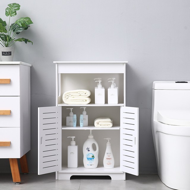 Bathroom Linen Storage Cabinet Tall Tower Cubbyhole Divider