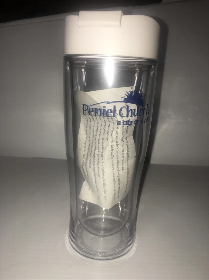 Taza de viaje blanca transparente taza fría artículos para bebidas iglesia Peniel - "Una ciudad en una colina" Foto 2 de 4