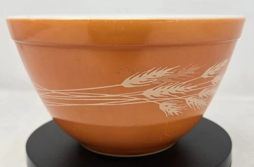 Autumn Harvest Wheat Orange Vintage Pyrex #401 750 ml Nesting Mixing Bowl