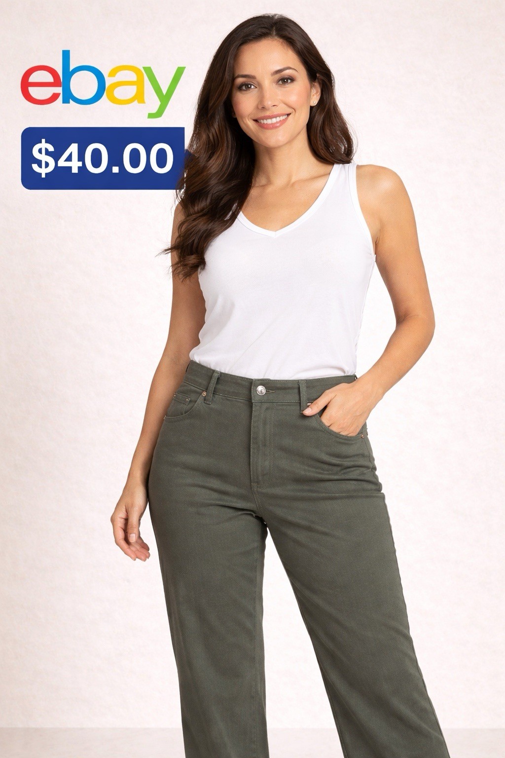 Gloria Vanderbilt Amanda Women&rsquo;s Pants 12P Petite Olive Gr