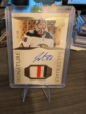 2021-22 UD The Cup Signature Materials Patch Autograph John Gibson Auto 28/99