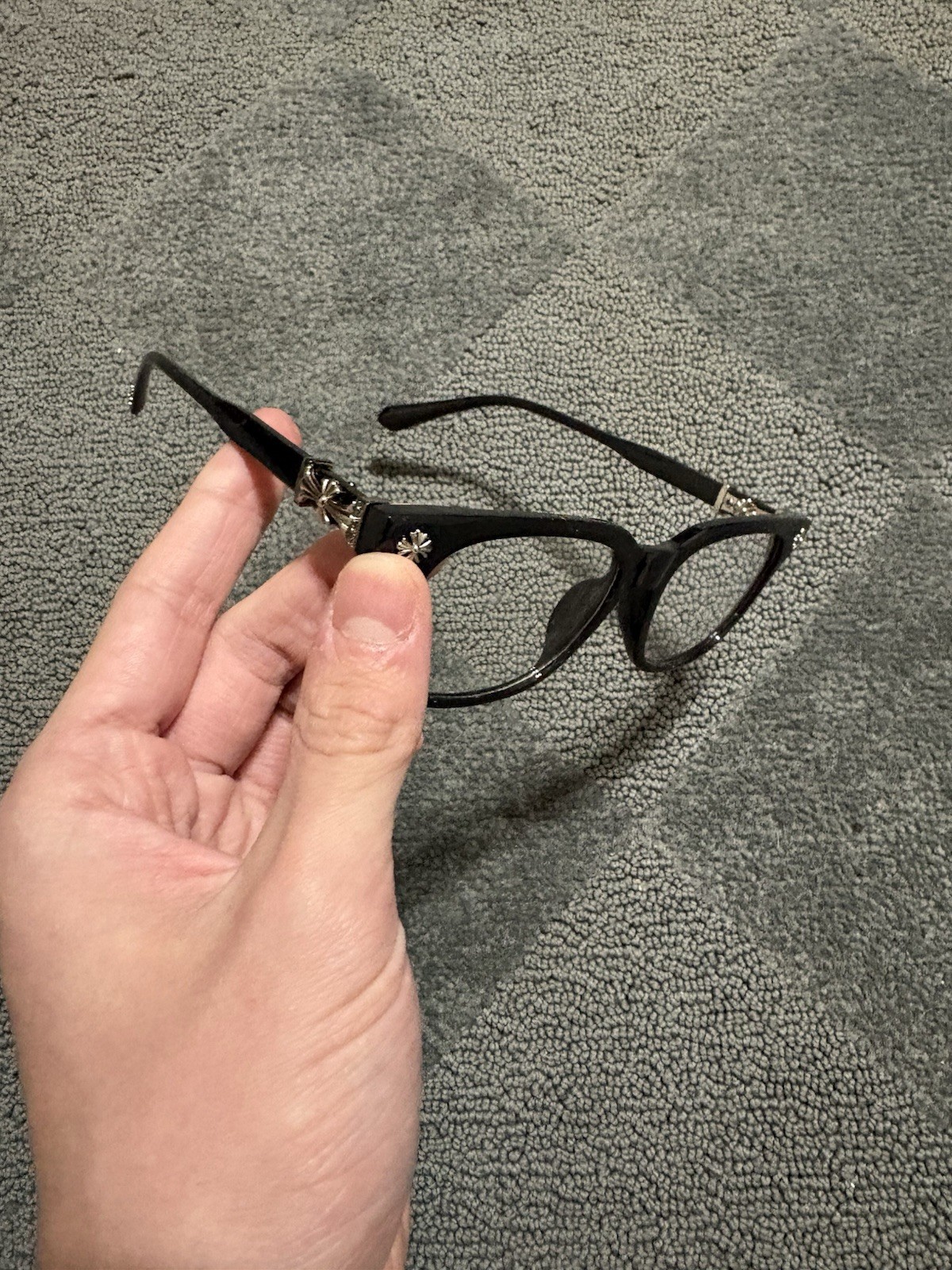 Chrome Hearts Black Square Eyeglasses Full Rim Plastic Metal Cross Detail thumbnail 4