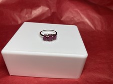 Oval Cut Ruby Ring Trilogy Ring Ruby & 925 Silver TGGC hallmarked Ring 4g R 1/2