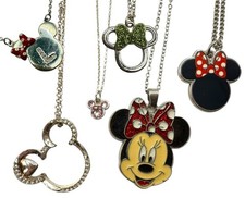 Disney Minnie Mouse Necklace Lot Silver Tone Enamel