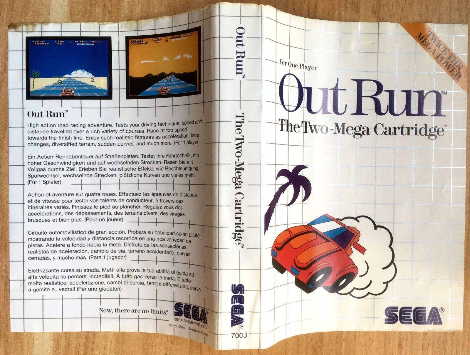 OUTRUN - JAQUETTE 100% ORIGINALE SEGA MASTER SYSTEM PAL EUR COVER INSERT Out Run