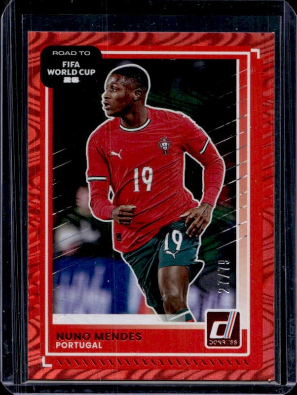 2025-26 Panini Donruss Road to FIFA World Cup 26' Nuno Mendes Red Swirl #/79