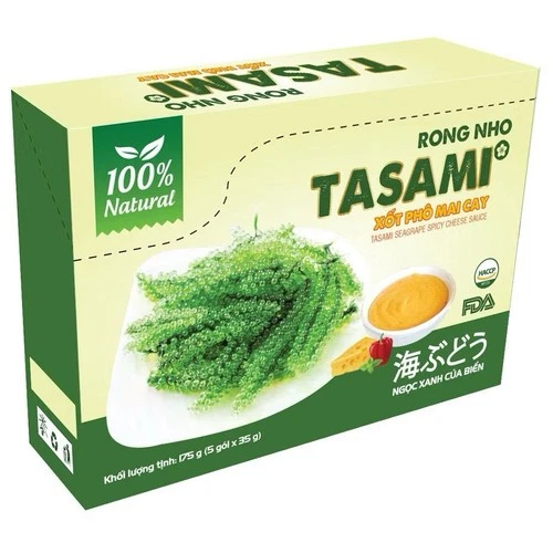 Rong Nho Tasami Sea Grape Seaweed 175g – 5 Packs With Bonus Roasted Spicy Cheese