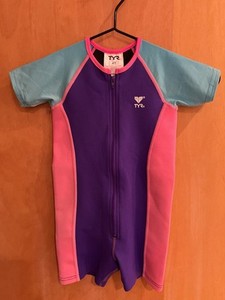 TYR Girls Solid Thermal Swim Suit - Pink / Purple / Royal - Size 4