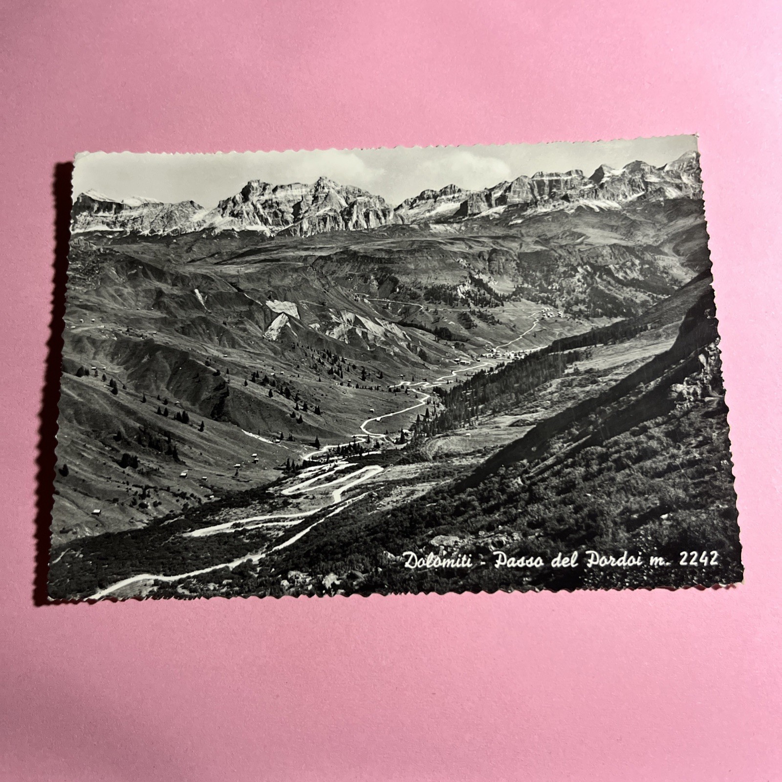 CARTOLINA BIANCO E NERO COLLEZIONE DOLOMITI PASSO DEL PORDOI M.2242  - VIAGGIATA