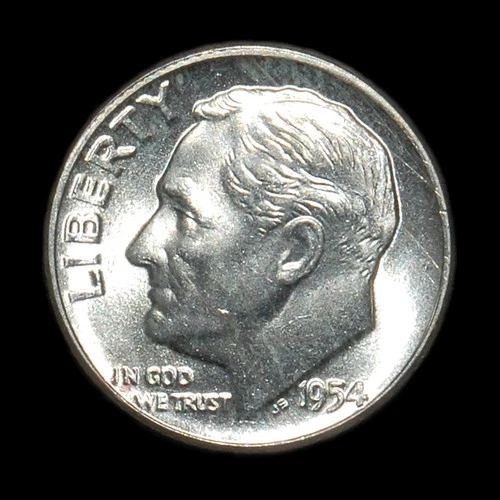 1954-P Roosevelt Dime - BU CHOICE Brilliant Uncirculated. 90% Silver. A Beauty!