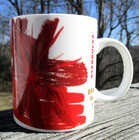 Starbucks 2014 Coffee Mug Cup 12 Oz Red Gold Poinsettia Floral Design Porcelain — photo 5