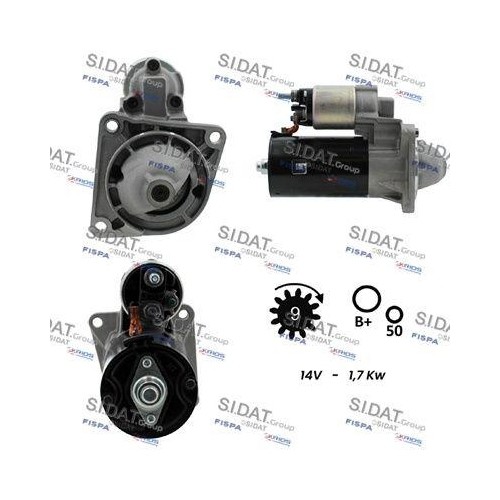 Démarreur Sidat S12BH0074 pour Alfa Romeo Fiat Lancia 12V
