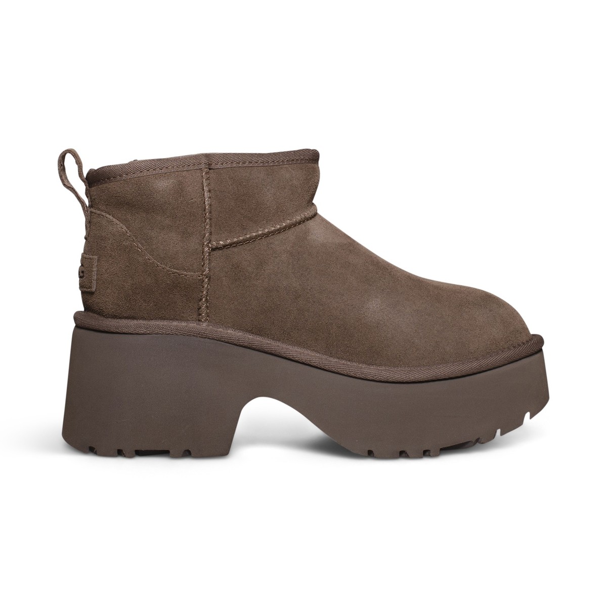 UGG CLASSIC ULTRA MINI NEW HEIGHTS HICKORY SUEDE WOMEN'S BOOTS