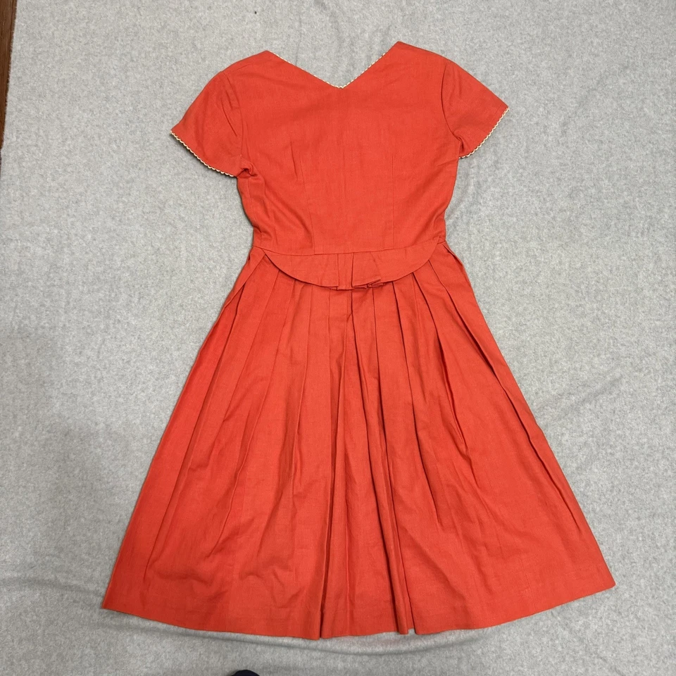 🥨 Vestido Dirndl Alemán Vintage 42 EE. UU. 10 Rojo Lino Folk Cottagecore Trachten 🍄 Foto 3 de 4