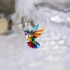 Colorful Hummingbird Necklace 2D Hummingbird Necklace Bird Necklace For Women