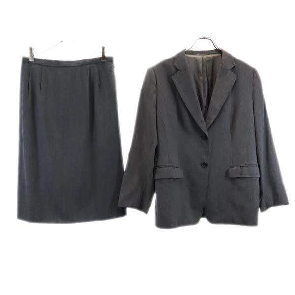 Usado BURBERRY Sanyo Shokai Falda Traje Configuración 15 Gris Cremallera Lateral Mujer