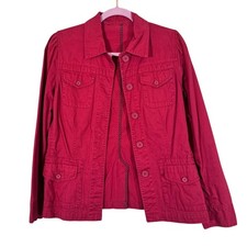 Cabi Red Cotton Blazer Jacket Womens M Button Front Preppy Classic Pockets