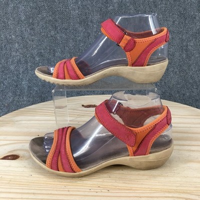 Hush Puppies Sandals Womens 5 Red Orange Hiking Strappy Hook & Loop Open Toe