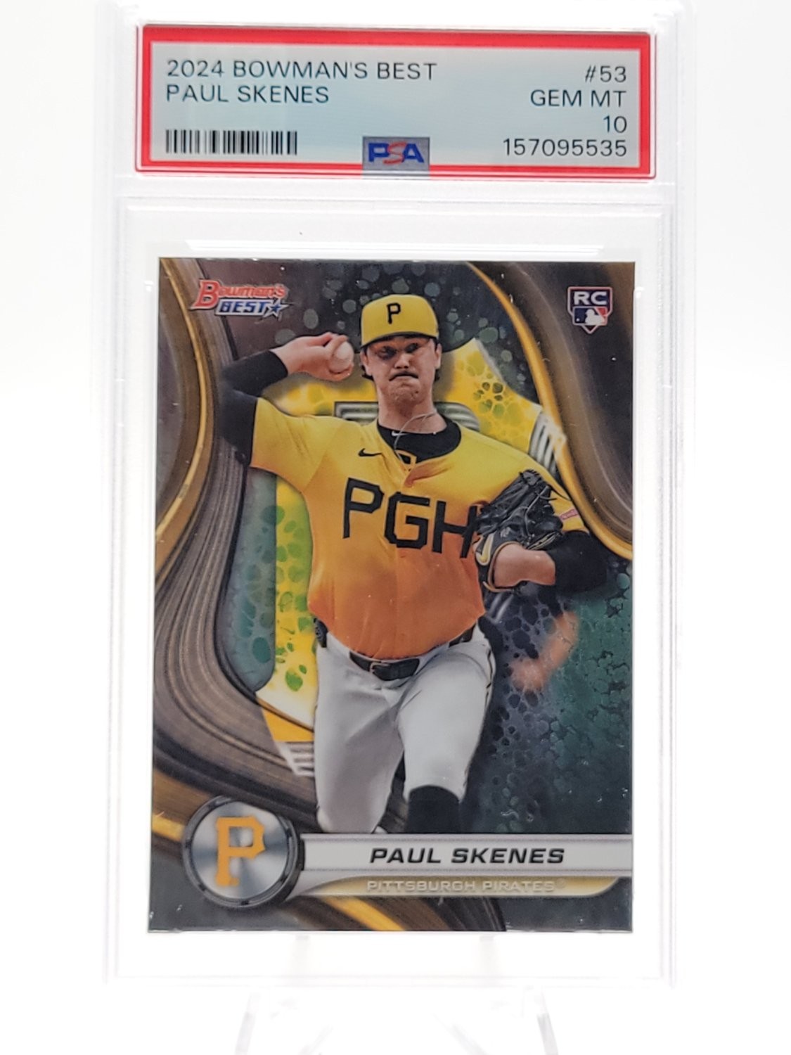 PAUL SKENES 2024 BOWMAN'S BEST BASEBALL ROOKIE RC #53 PIRATES PSA 10 Q7706 view 1