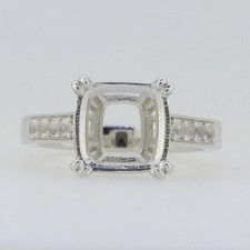 925 Sterling Silver Cushion Cut 10mm Setting Semi Mount Men's Ring