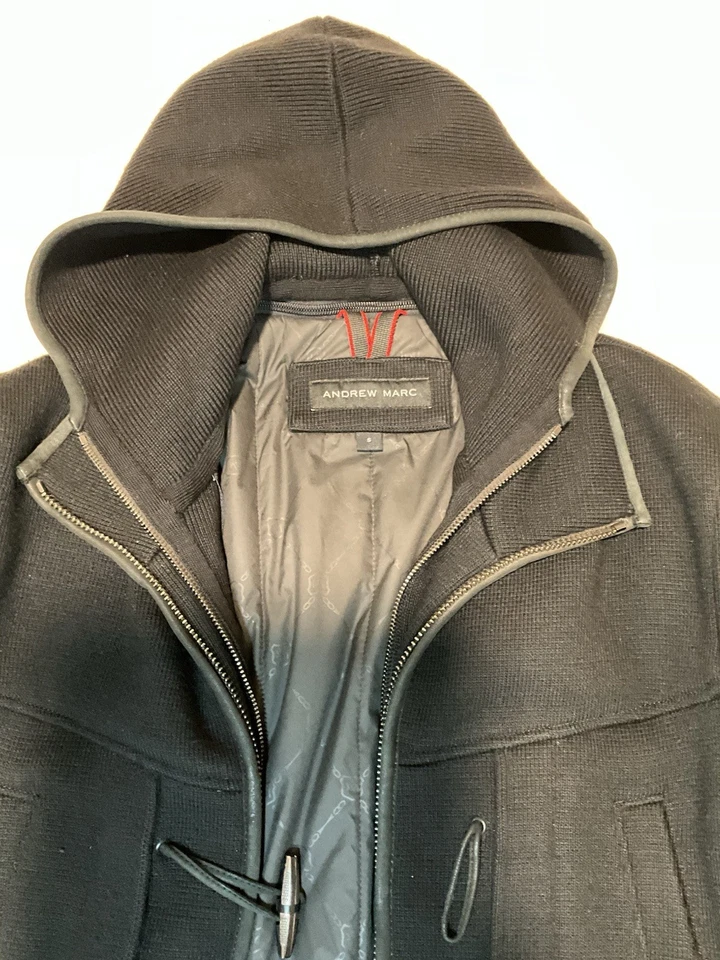 ANDREW MARC Hombres Invierno Plumón Chaqueta Desmontable Cuello de Piel Sombrero Desmontable PEQUEÑO  Foto 3 de 4