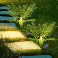 2PCS Artificial Plants with Solar Light, 8 Lighting Modes for