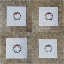 Completed Finished Cross Stitch Ivy Wreath - ...