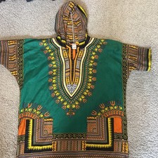 Men/Womens T.I.A. African Dashiki Hooded short sleeve top. One-size-fits-all