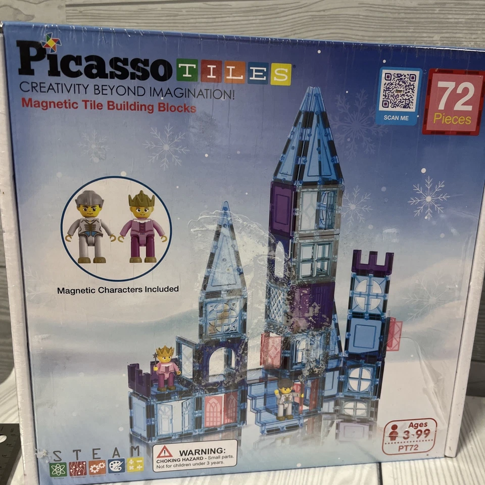 PICASSO TILE Magnetic Building Blocks STEAM TOY Rocket 32pc & Castle 72pc Bundle - Image 3 of 4