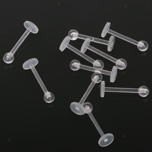 10 Pieces 18G Clear Acrylic Chin Labret Lip Bar Studs Ring - Picture 5 of 6