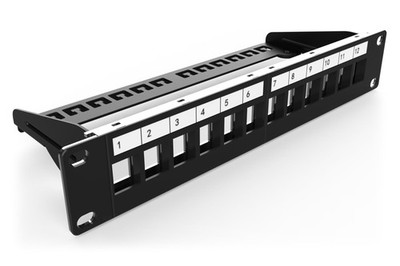 Patchpanel 12 Ports 10 Zoll 1HE geschirmt DIGITUS Schwarz Keystone Modul