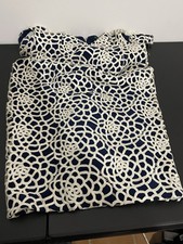 LAUREN Ralph Lauren Dress Lace Crochet Sheath Sleeveless Lined White/Navy Sz 8