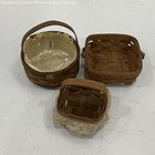 Longaberger Brown Country Wood Vntg Bundle Set Basket Bundle Home Décor