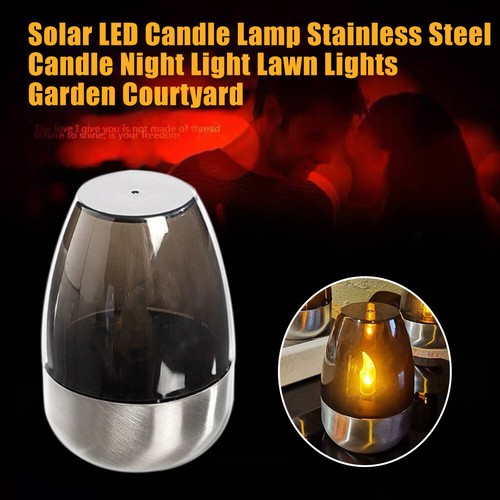 Solar Light Outdoor Garden LED Stainless Steel Candle Light Lawn Deck Night - Bild 15 von 25