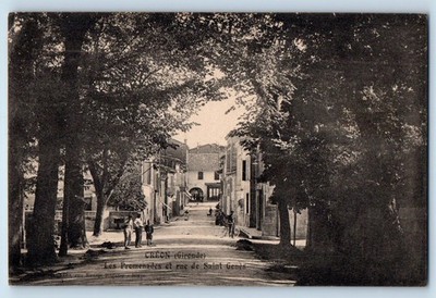 Creon France Postcard The Promenades and Street of Saint Genes 1919 WW1 Officer
