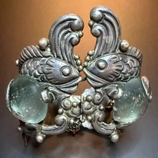 RARE 1940's Taxco MEXICO Signed LOS CASTILLO Sterling Silver BUBBLE BRACELET