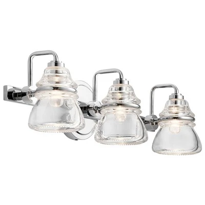 Badleuchte Wand IP44 55,9 cm breit 3-flammig Glas Metall G9 LED Lampe Spiegel - Bild 1 von 4