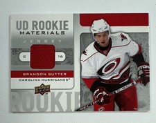 2009 Upper Deck Hockey Ser. 2 #RM-BS Brandon Sutter Rookie Materials Relic AR100