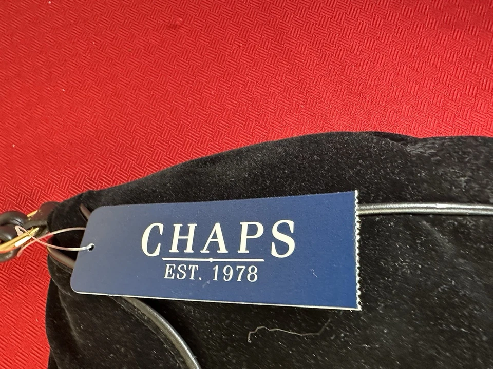 Bolso Cartera Hobo Cerrajero Cuero Terciopelo Negro Chaps Ralph Lauren Nuevo con Etiquetas Foto 3 de 4