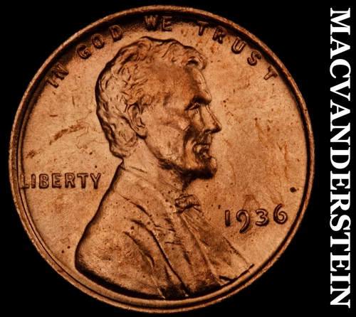 1936 Lincoln Wheat Cent- Choice Gem Brilliant Uncirculated Luster #J2836