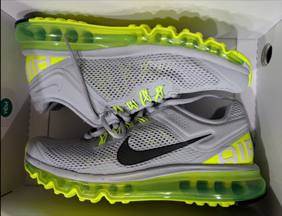 Nike Air Max Gray/Volt Mesh Men's Low Top Lace-Up Running Athletic Sneakers