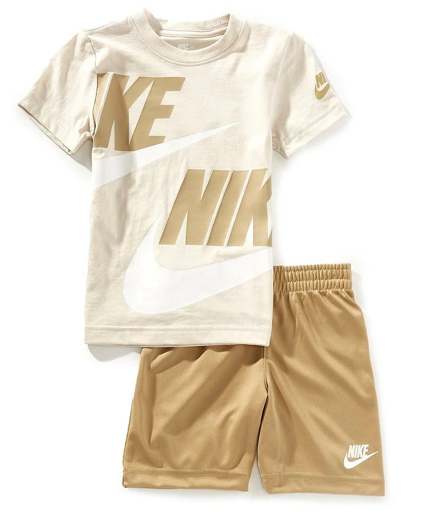 Nike Cream And Beige 2 pc Shorts set 76J213-X3E Size 2T