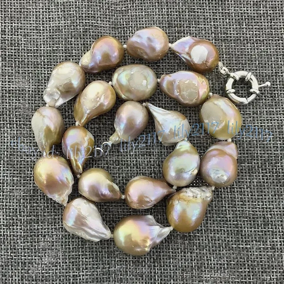 Enorme collar de perlas barrocas Keshi multicolor del Mar del Sur de 15-25 mm 14-36 pulgadas Foto 2 de 4